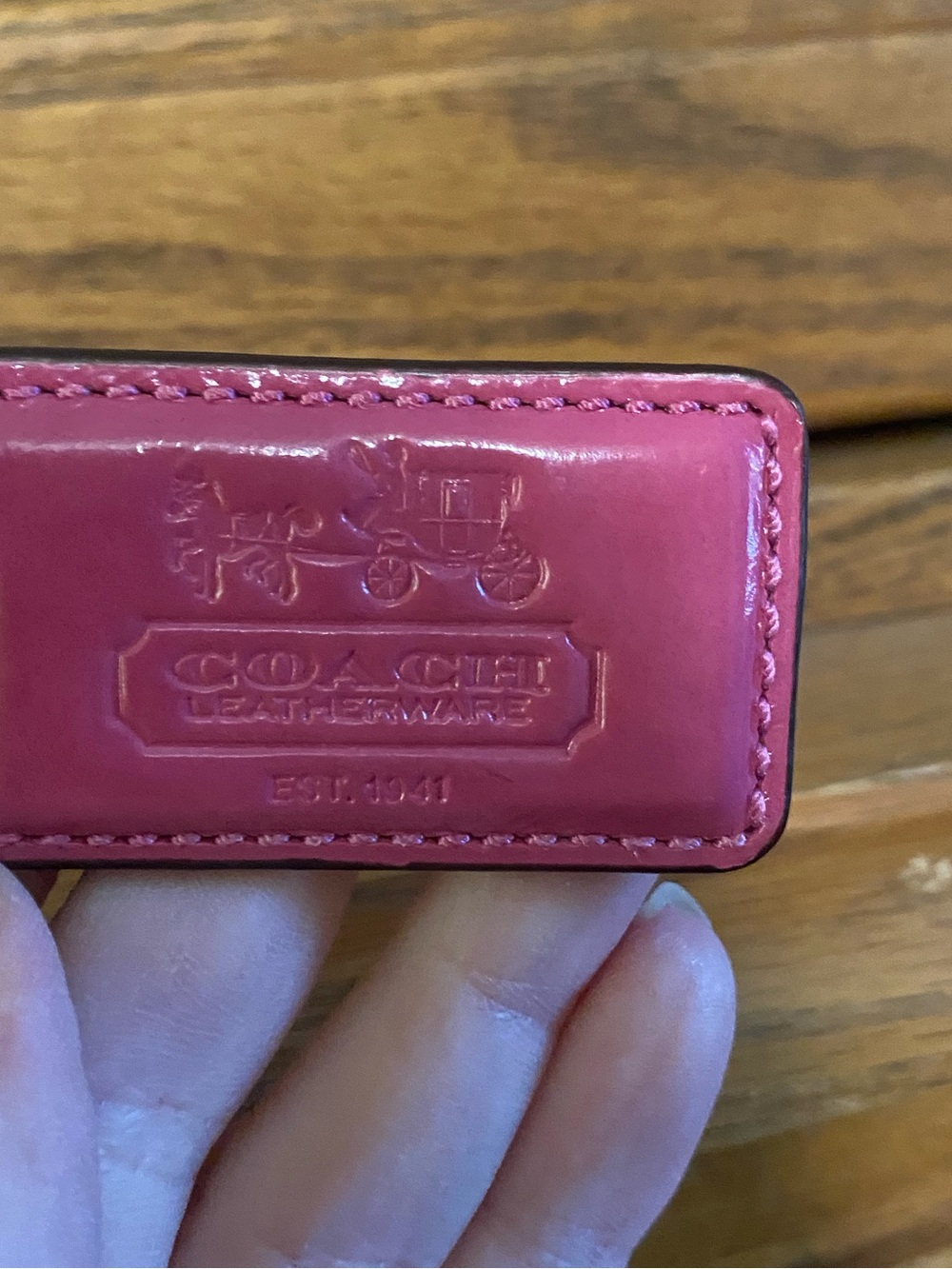 Coach Legacy turnlock pink & red patent leather mini crossbody bag w/ Gold Chain - Picture 5 of 11
